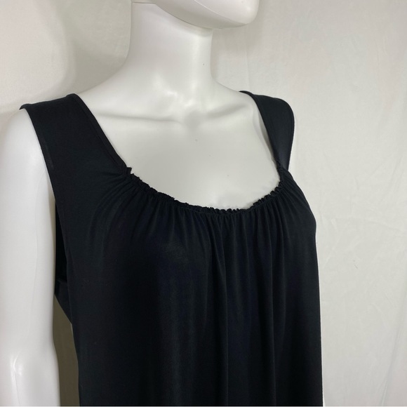 Soft Surroundings Sleeveless Gathered Front Black Drapey Tunic Tank - Picture 2 of 6